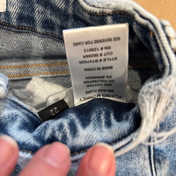 Flying Monkey Jeans Womens 22 Blue Distressed High Rise Flare - Picture 7 of 10